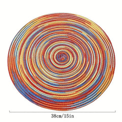 Colorful Rainbow Round Placemat Set 6pcs Heat Insulation Coasters Non-slip Mats