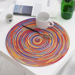 Colorful Rainbow Round Placemat Set 6pcs Heat Insulation Coasters Non-slip Mats