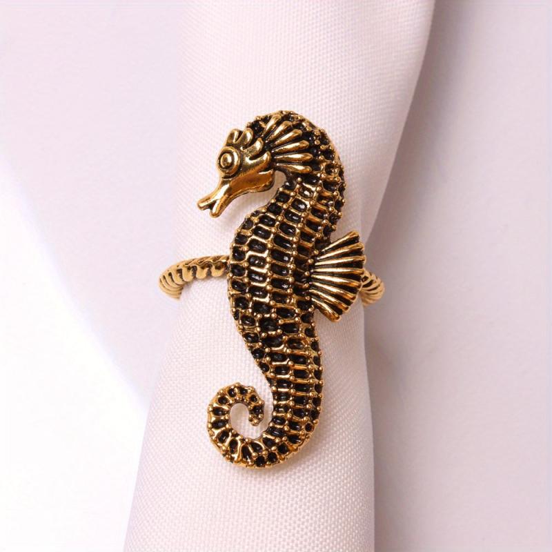 2pcs Ocean Metal Napkin Rings for Beach and Wedding Parties Table Decor