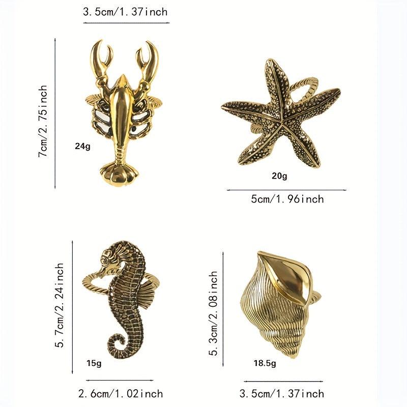 2pcs Ocean Metal Napkin Rings for Beach and Wedding Parties Table Decor
