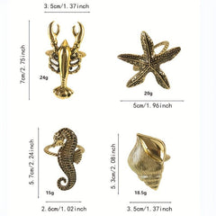 2pcs Ocean Metal Napkin Rings for Beach and Wedding Parties Table Decor
