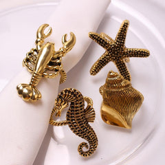 2pcs Ocean Metal Napkin Rings for Beach and Wedding Parties Table Decor
