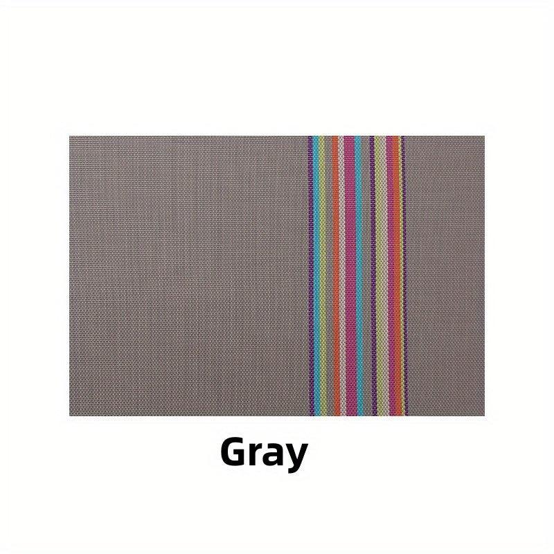 4pcs Colorful Vinyl Striped Placemat Heat Insulation Pad