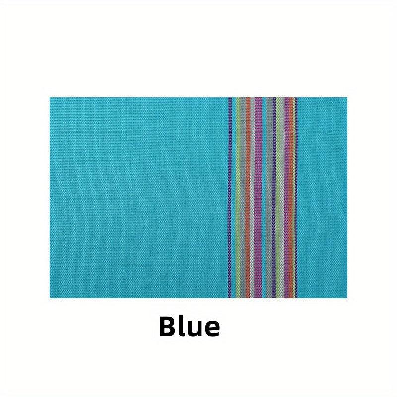 4pcs Colorful Vinyl Striped Placemat Heat Insulation Pad