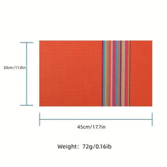 4pcs Colorful Vinyl Striped Placemat Heat Insulation Pad