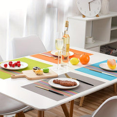 4pcs Colorful Vinyl Striped Placemat Heat Insulation Pad