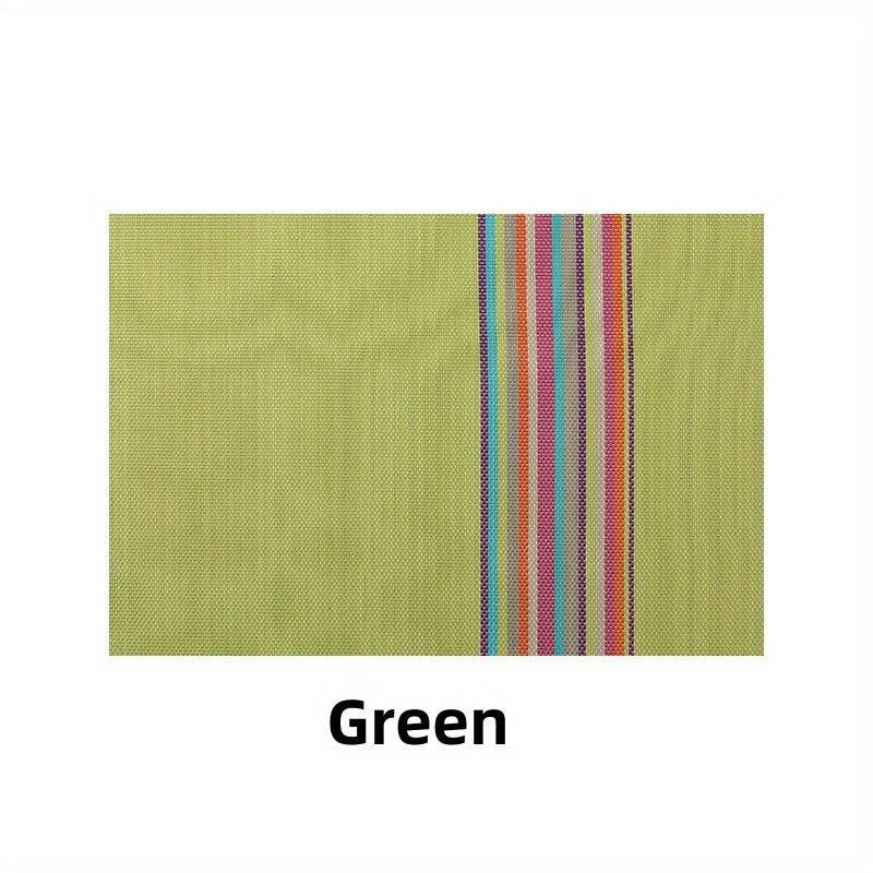 4pcs Colorful Vinyl Striped Placemat Heat Insulation Pad