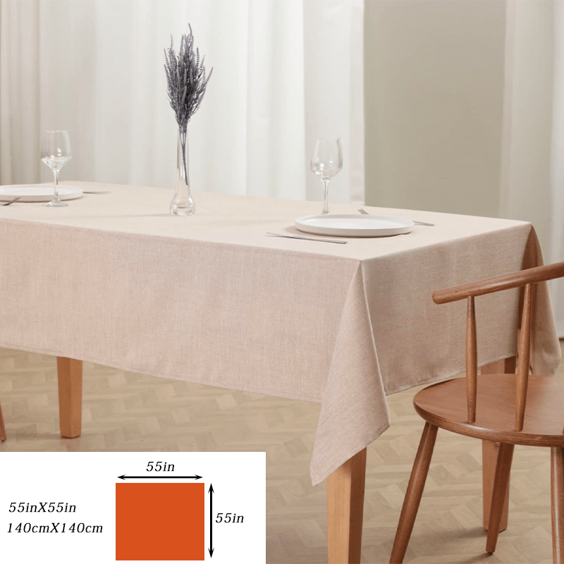 Polyester Waterproof Tablecloth Solid Fabric Table Cover Rectangle Style