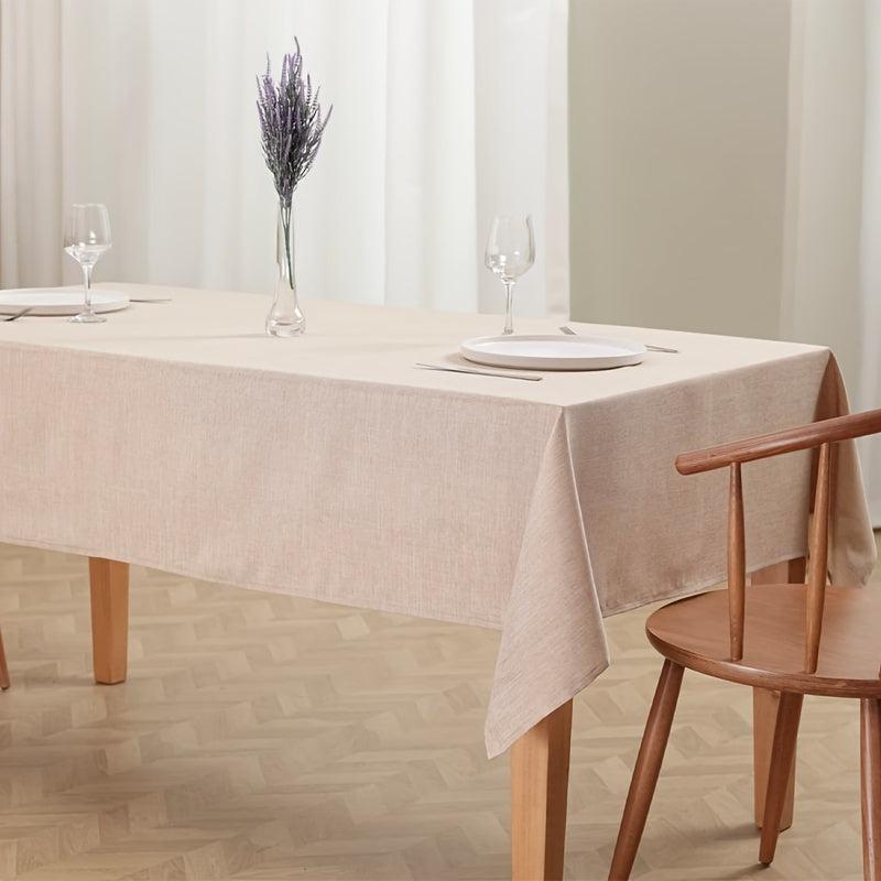 Polyester Waterproof Tablecloth Solid Fabric Table Cover Rectangle Style