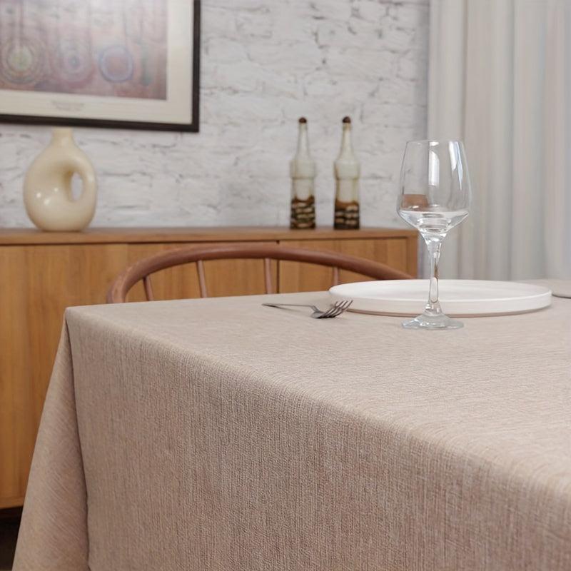 Polyester Waterproof Tablecloth Solid Fabric Table Cover Rectangle Style