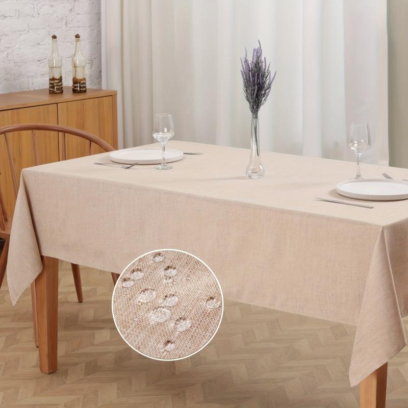 Polyester Waterproof Tablecloth Solid Fabric Table Cover Rectangle Style