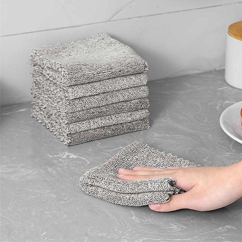 5pcs Kitchen Cloth Dish Towels Absorbent Bamboo Charcoal Fiber Nonstick Washable