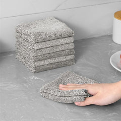 5pcs Kitchen Cloth Dish Towels Absorbent Bamboo Charcoal Fiber Nonstick Washable