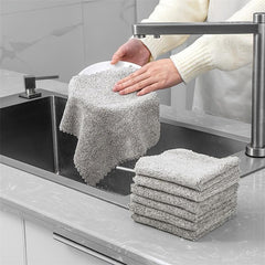 5pcs Kitchen Cloth Dish Towels Absorbent Bamboo Charcoal Fiber Nonstick Washable