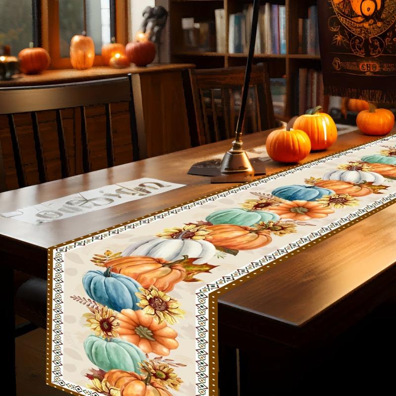 Halloween Pumpkin Table Runner for Party Decor