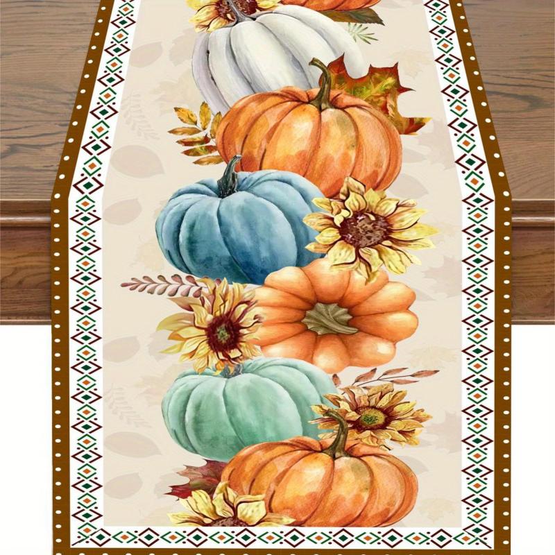 Halloween Pumpkin Table Runner for Party Decor