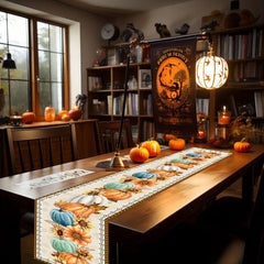 Halloween Pumpkin Table Runner for Party Decor