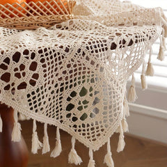 Cotton Crochet Lace Tablecloth with Small Spike Lace - Pastoral Style
