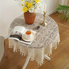 Cotton Crochet Lace Tablecloth with Small Spike Lace - Pastoral Style