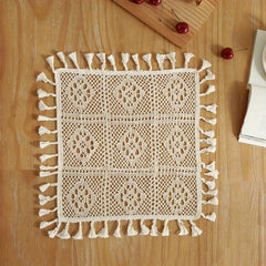 Cotton Crochet Lace Tablecloth with Small Spike Lace - Pastoral Style