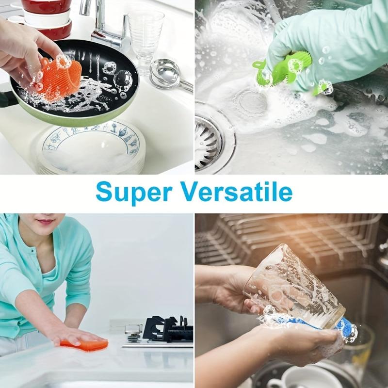 3pcs Silicone Utensil Sponge Kitchen Gadget Efficient Cleaning
