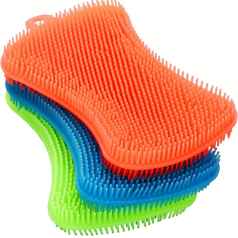 3pcs Silicone Utensil Sponge Kitchen Gadget Efficient Cleaning