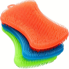 3pcs Silicone Utensil Sponge Kitchen Gadget Efficient Cleaning