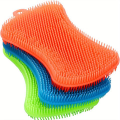 3pcs Silicone Utensil Sponge Kitchen Gadget Efficient Cleaning