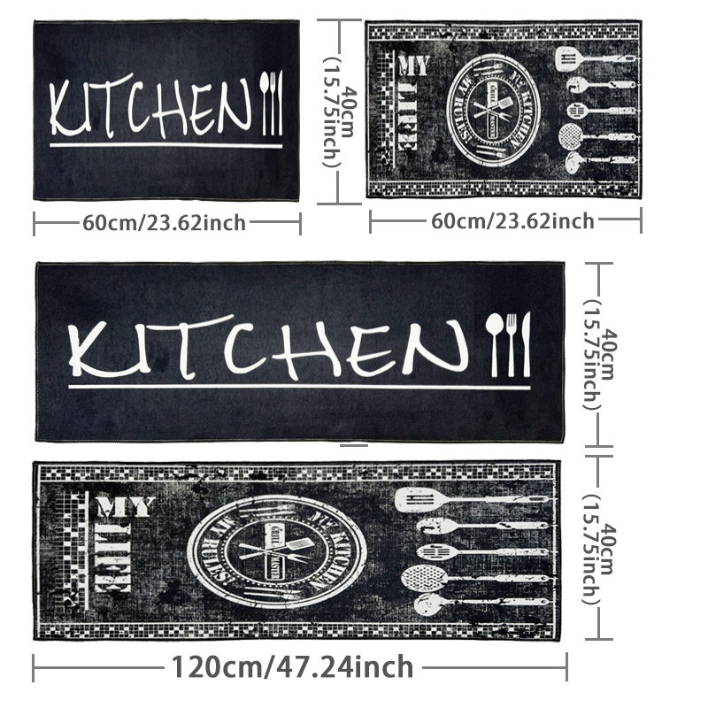 2pcs Non Slip Floor Mat Soft Rug for Kitchen Bathroom Easy to Clean