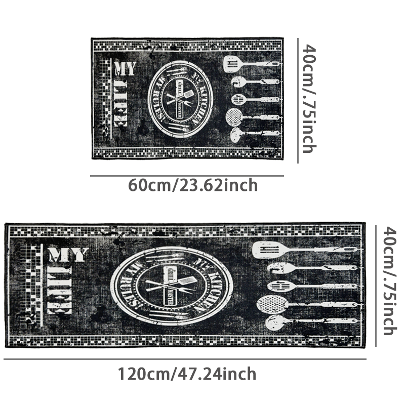 2pcs Non Slip Floor Mat Soft Rug for Kitchen Bathroom Easy to Clean