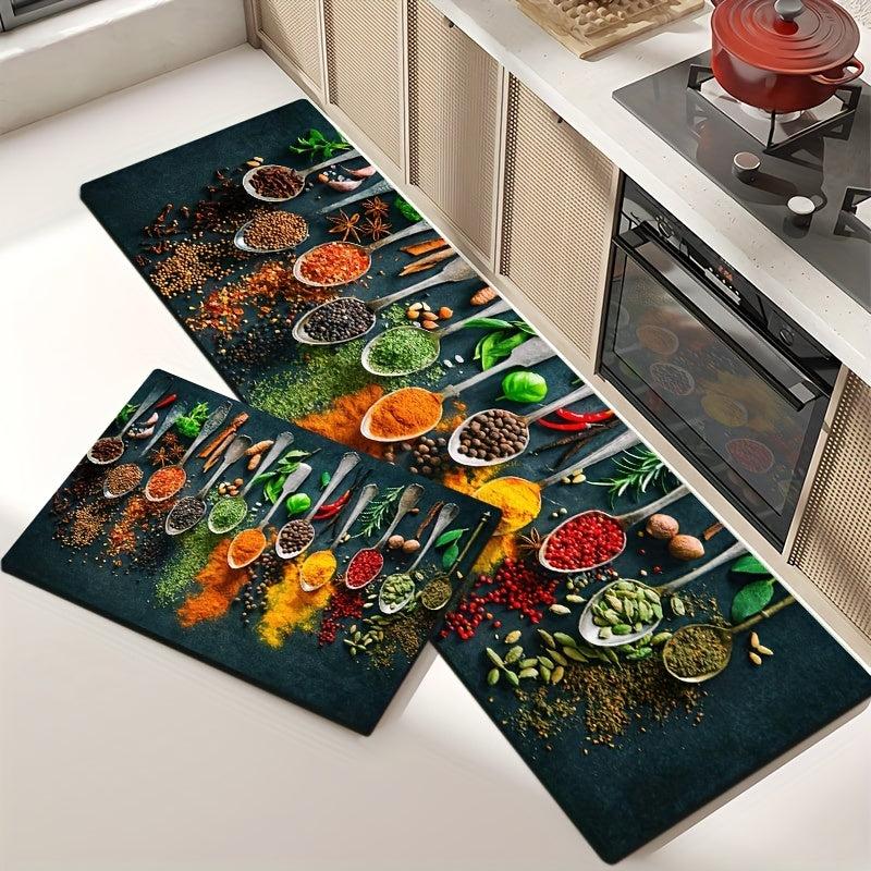 Anti Fatigue Spice Kitchen Mat Anti Slip Polyester Carpet