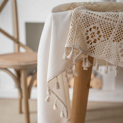 Polyester Beige Tablecloth Solid Dustproof Farmhouse Rectangular Decor