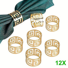 12pcs Golden Snowflakes Napkin Rings Christmas Table Decor