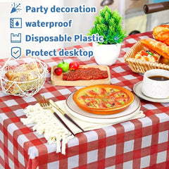Plastic Checkered Tablecloth Rustic Farm Style Halloween Christmas Party Decor