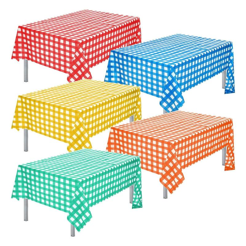Plastic Checkered Tablecloth Rustic Farm Style Halloween Christmas Party Decor