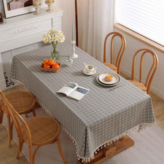 Polyester Checkered Tablecloth Retro Style Washable for Dinner Party