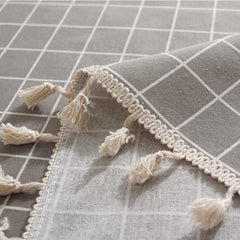 Polyester Checkered Tablecloth Retro Style Washable for Dinner Party