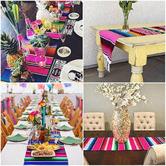 Mexican Style Striped Pattern Fringe Trim Table Runner