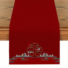 Red & Golden Chinese Wedding Table Runner for Celebration Decor