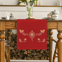 Red & Golden Chinese Wedding Table Runner for Celebration Decor