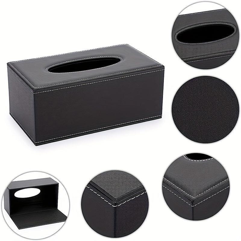 Rectangular Tissue Box Holder with Lid PU Leather Home Office Car Decor