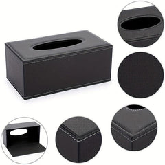 Rectangular Tissue Box Holder with Lid PU Leather Home Office Car Decor