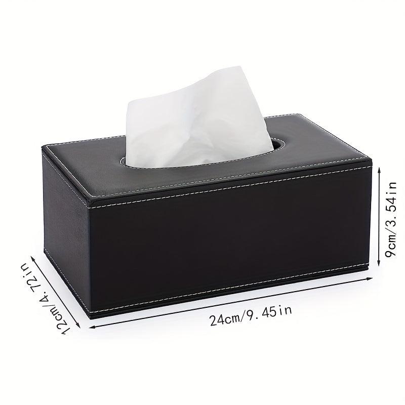 Rectangular Tissue Box Holder with Lid PU Leather Home Office Car Decor