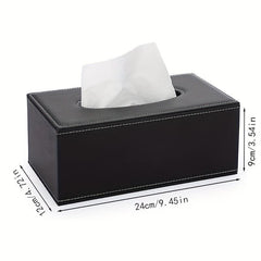 Rectangular Tissue Box Holder with Lid PU Leather Home Office Car Decor