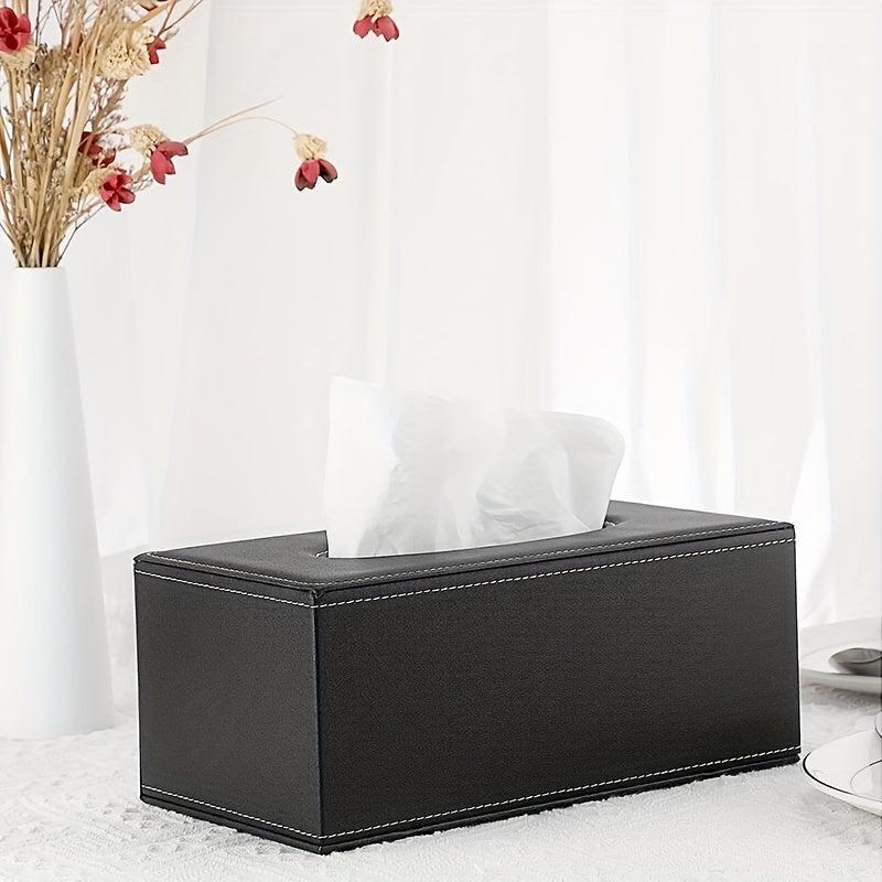 Rectangular Tissue Box Holder with Lid PU Leather Home Office Car Decor