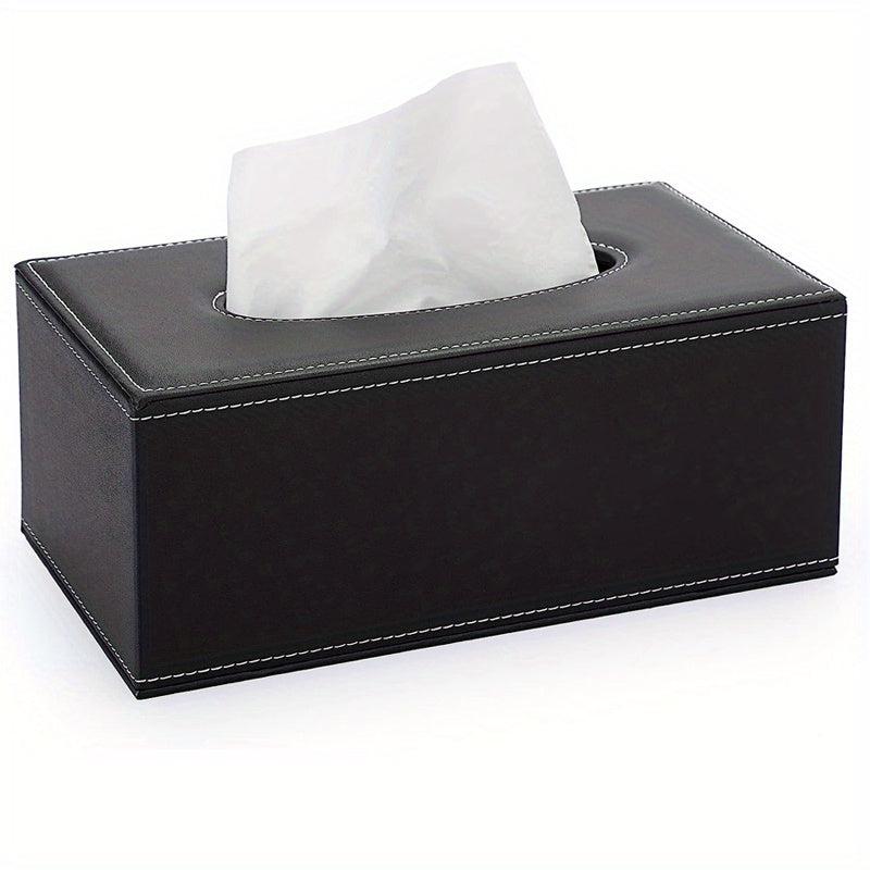 Rectangular Tissue Box Holder with Lid PU Leather Home Office Car Decor