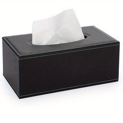 Rectangular Tissue Box Holder with Lid PU Leather Home Office Car Decor