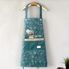 Animal Printed Waterproof Apron Adjustable Bib Apron with Big Pocket