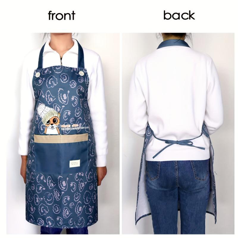 Animal Printed Waterproof Apron Adjustable Bib Apron with Big Pocket