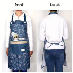 Animal Printed Waterproof Apron Adjustable Bib Apron with Big Pocket